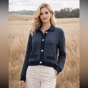 Michael Kors Womens Size XSmall Collared Neckline Knit Cardigan